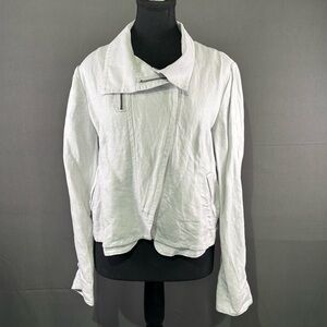 Stella Carakasi Jacket Women’s M Hemp Tencel Blend Asymmetrical Zip Neutral Gray